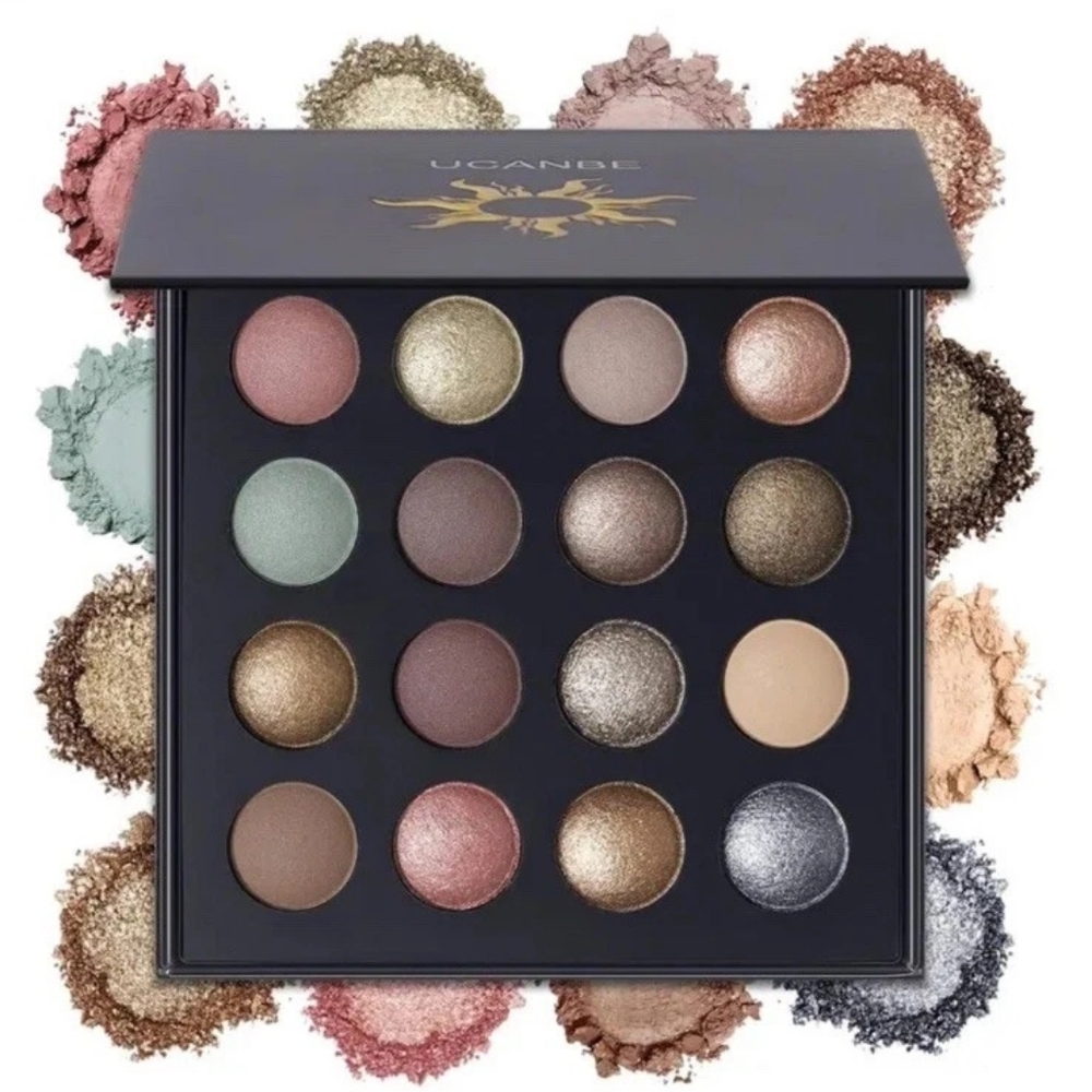 UCANBE Baked Eyeshadow Makeup Palette 16 Color SUNKISSED & CLASSIC Pigmented
